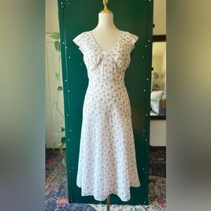 Vintage J Crew Cream Floral Dress Midi